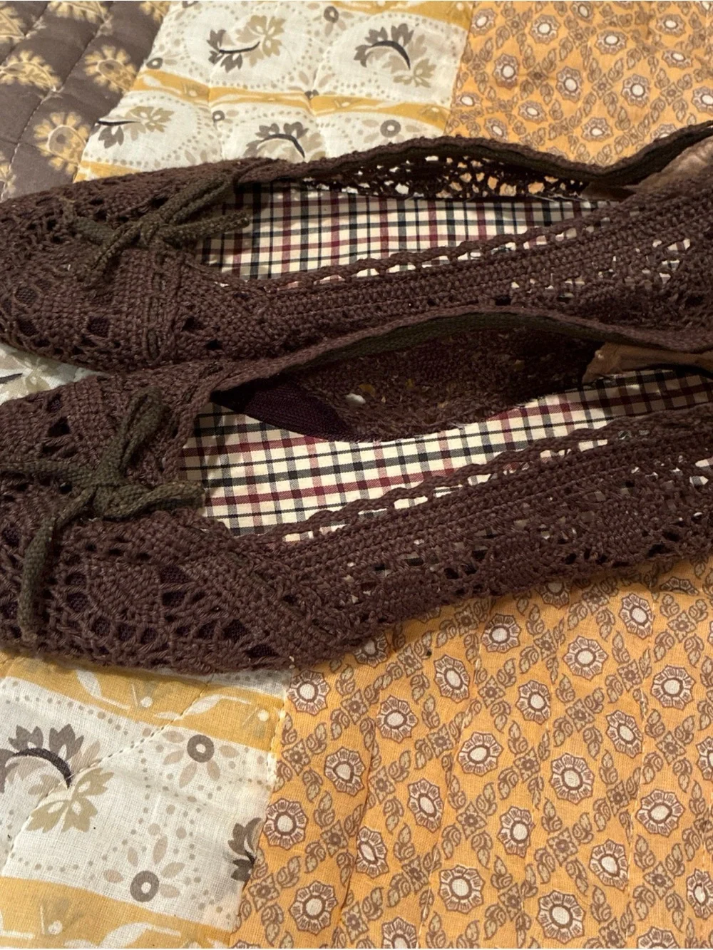 Barlixie Crochet Flat Sz 38/7.5 Brown Bohemian Hippie Summer Retro Y2K